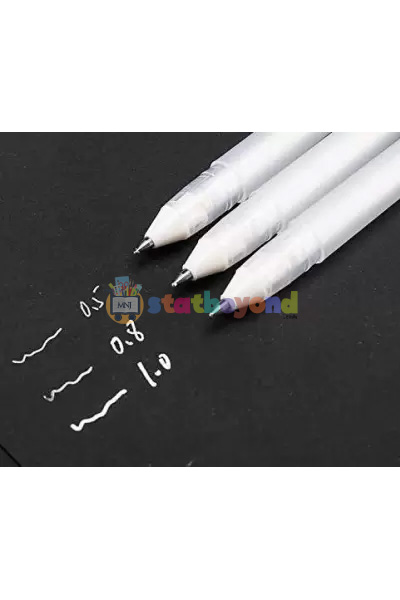 White Highlight Gel Pen 0.8mm (Pack of 3) – StatBeyond.com – Stationery ...